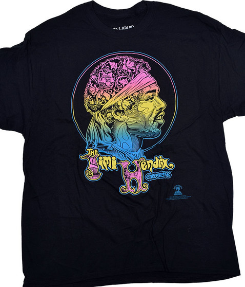 Jimi Hendrix Little Wing Clearance Black T-Shirt Tee Liquid Blue