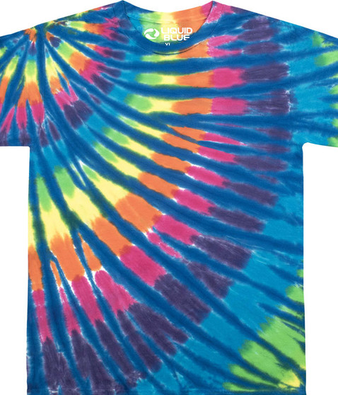 Liquid Blue Streak Rainbow Blue Tie-Dye T-Shirt Tee Liquid Blue