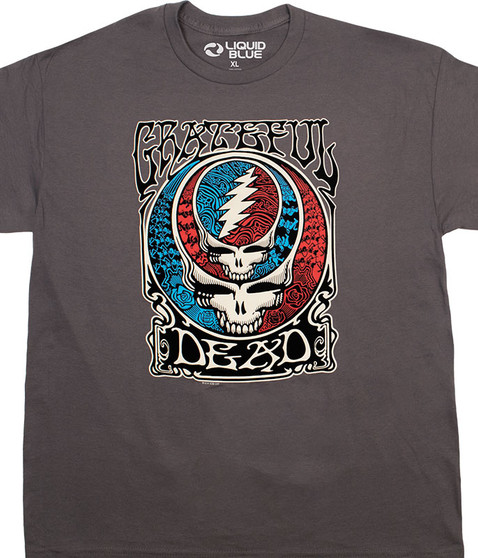 Grateful Dead Steal Your Mind Charcoal T-Shirt Tee Liquid Blue