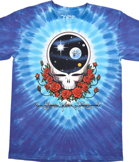 Grateful Dead Space Your Face 2 Tie-Dye T-Shirt Tee Liquid Blue
