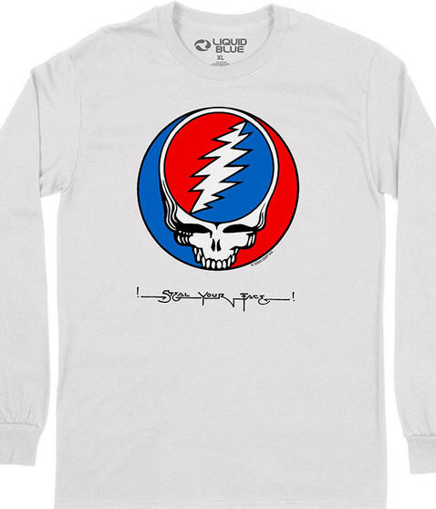 Grateful Dead 101 White Long Sleeve T-Shirt Tee Liquid Blue