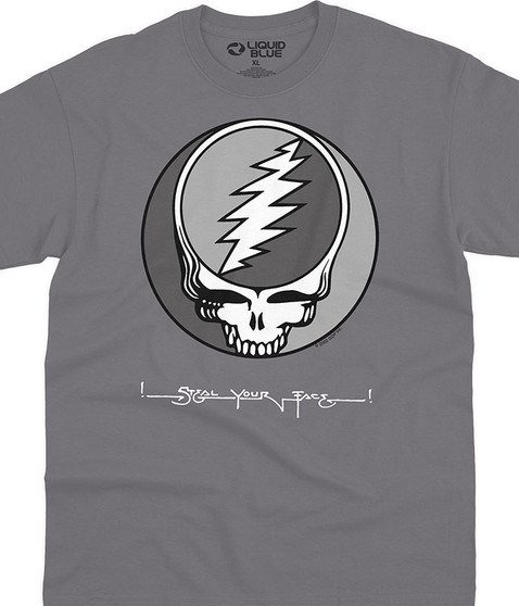 Grateful Dead Grey Your Face Charcoal T-Shirt Tee Liquid Blue