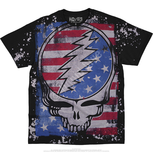 Grateful Dead True Blue SYF Havok Black T-Shirt Tee Liquid Blue