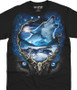 American Wildlife Wolf Run Black T-Shirt Tee Liquid Blue