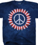 Americana Peace Concentric Tie-Dye T-Shirt Tee Liquid Blue