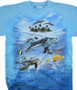 Aquatic Dolphin Domain Tie-Dye T-Shirt Tee Liquid Blue