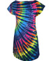 Unprinted Rainbow Black Streak Unprinted Womens Tie-Dye Sundress Tee Liquid Blue