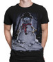 Fantasy Snowman Black T-Shirt Tee Liquid Blue