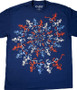 Grateful Dead USA Spiral Skeletons Navy T-Shirt Tee Liquid Blue