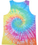 Pastel Spiral Unprinted Tie-Dye Tank Top T-Shirt Tee Liquid Blue