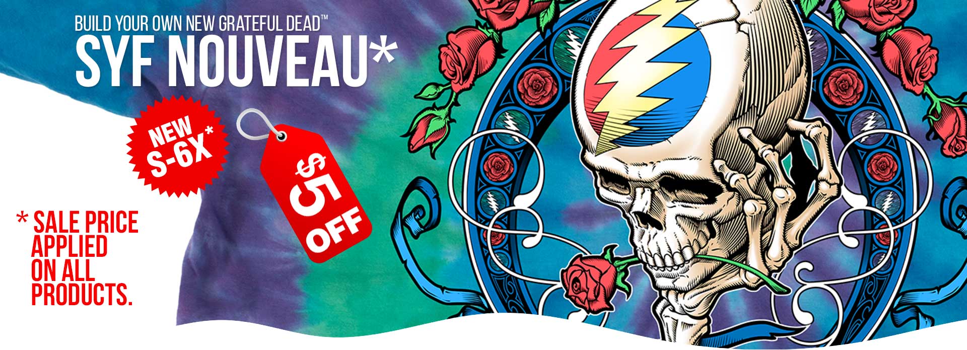 $5 OFF NEW Grateful Dead SYF Nouveau Tie-Dye, Tee, Long Sleeve &amp; Hoodie