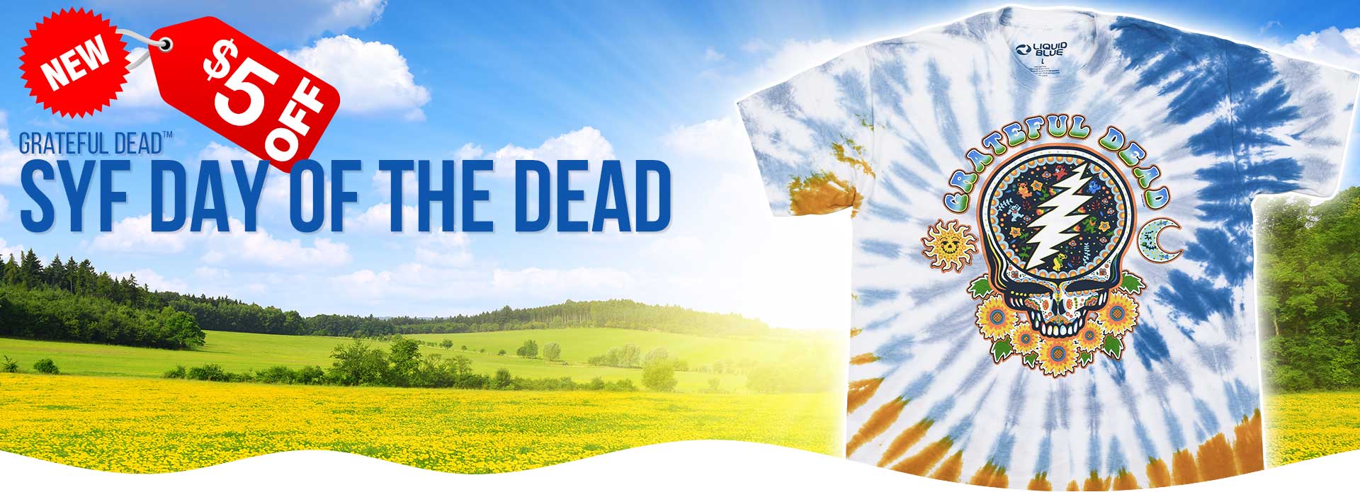 $5 OFF NEW Grateful Dead SYF Day of The Dead Tie-Dye T-Shirt Tee