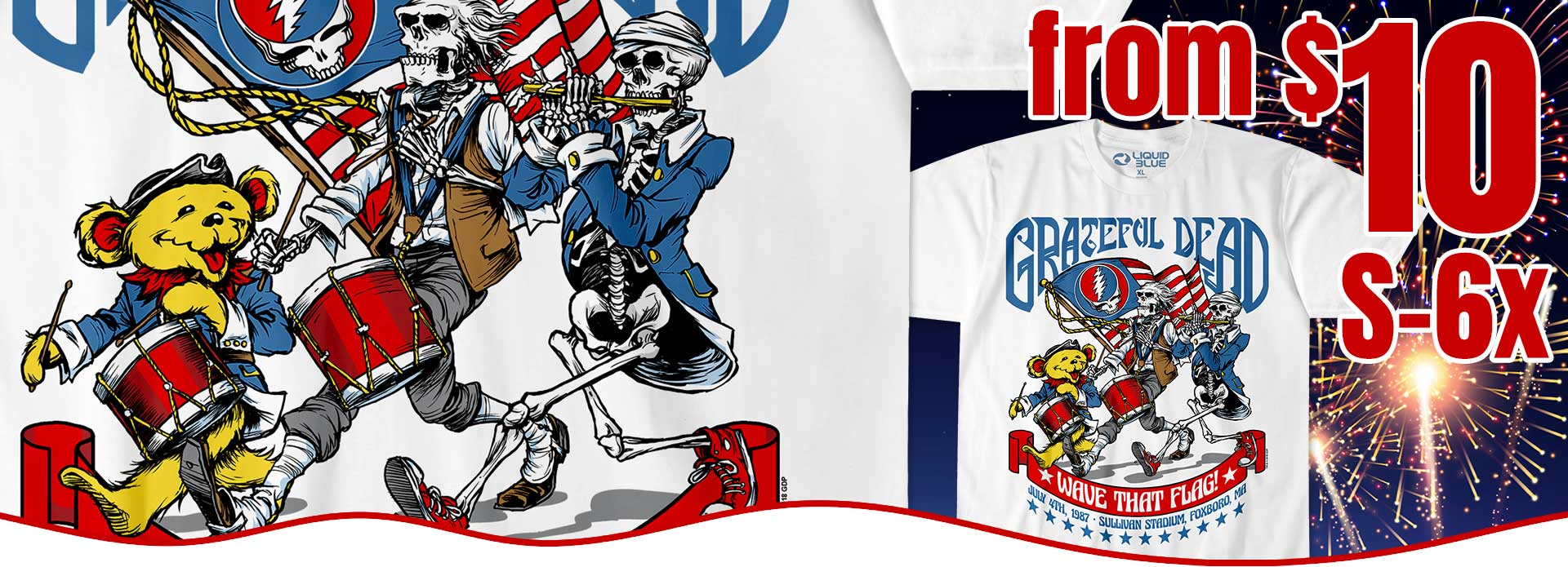 Grateful Dead 4th Of July White T-Shirt from $10 S-6X