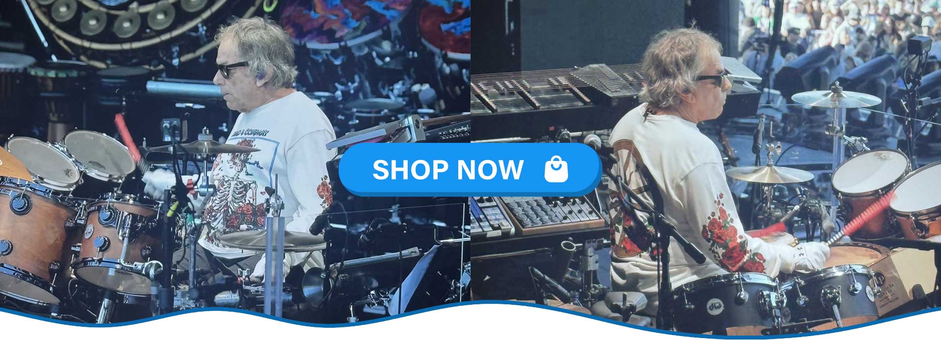 Mickey Hart Dead &amp; Company Woodcut Wheel &amp; Roses Long Sleeve T-Shirt Tee