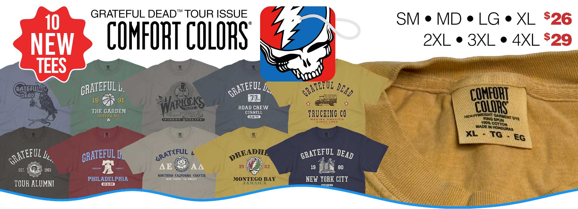 10 NEW Comfort Colors&reg; Grateful Dead&trade; Tour Issue Tees
