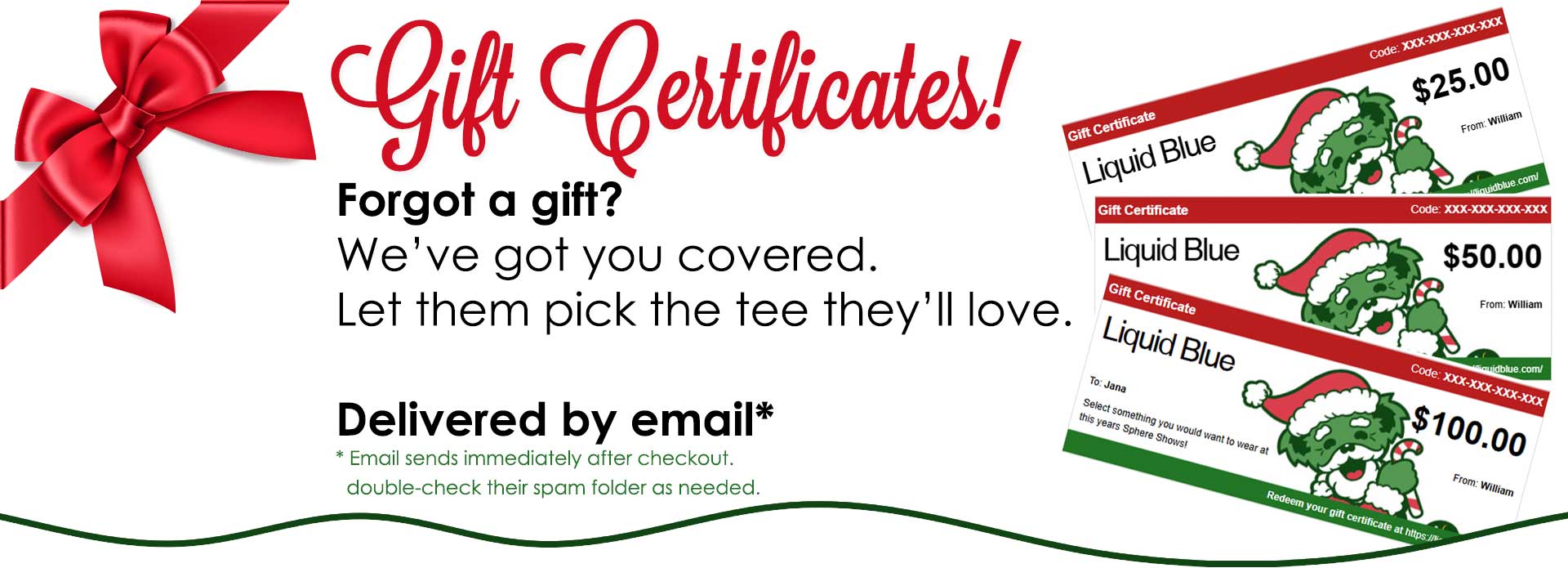 Gift Certificates delivered by email*