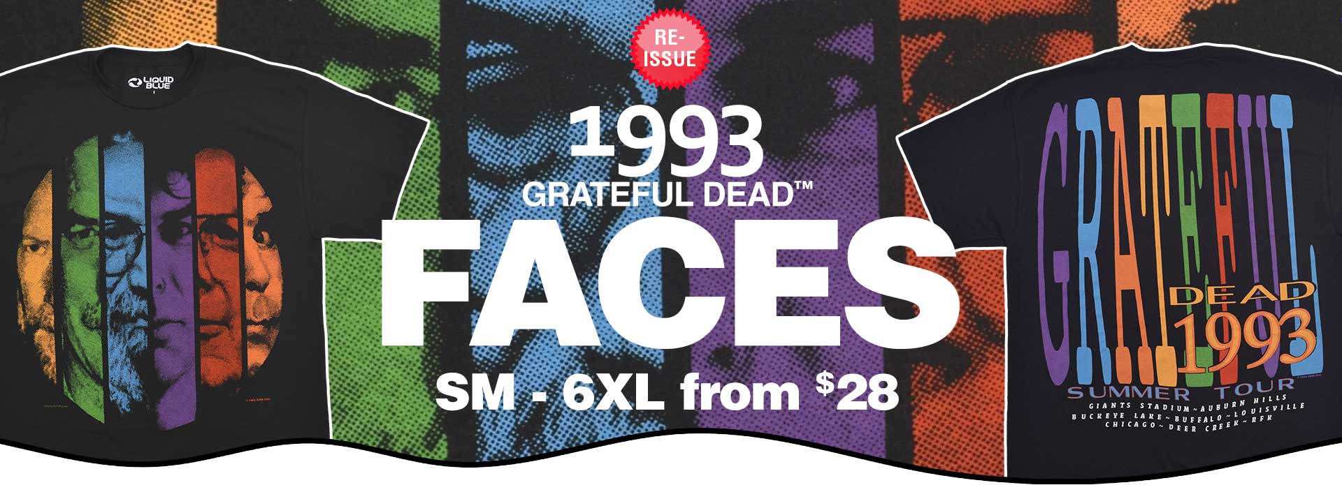 1993 Re-Issue Grateful Dead&trade; FACES Black Tee sizes S-6XL from $28 