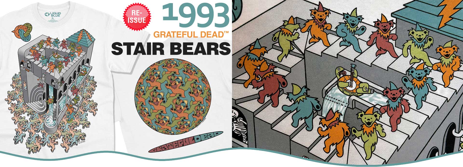 1993 Stair Bears is here! Licensed Grateful Dead 2 sided printed white tee sizes M-5X