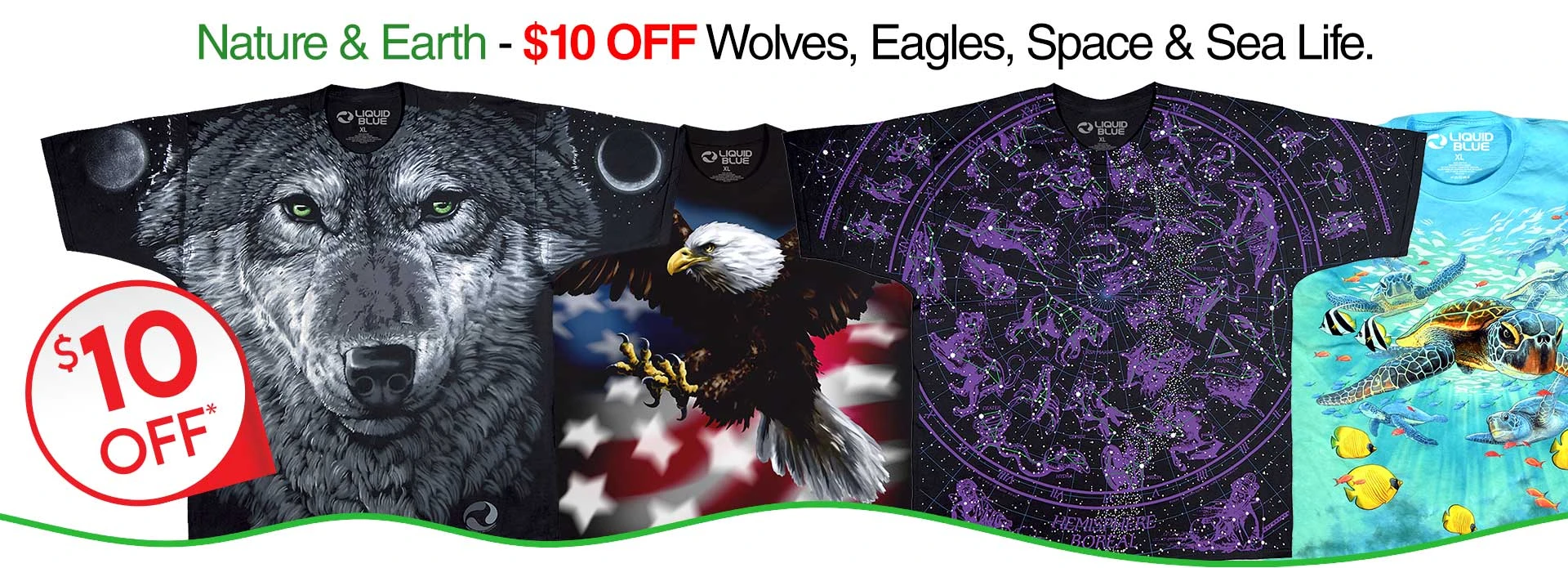 Nature &amp; Earth - $10 OFF Wolves, Eagles, Space &amp; Sea Life.