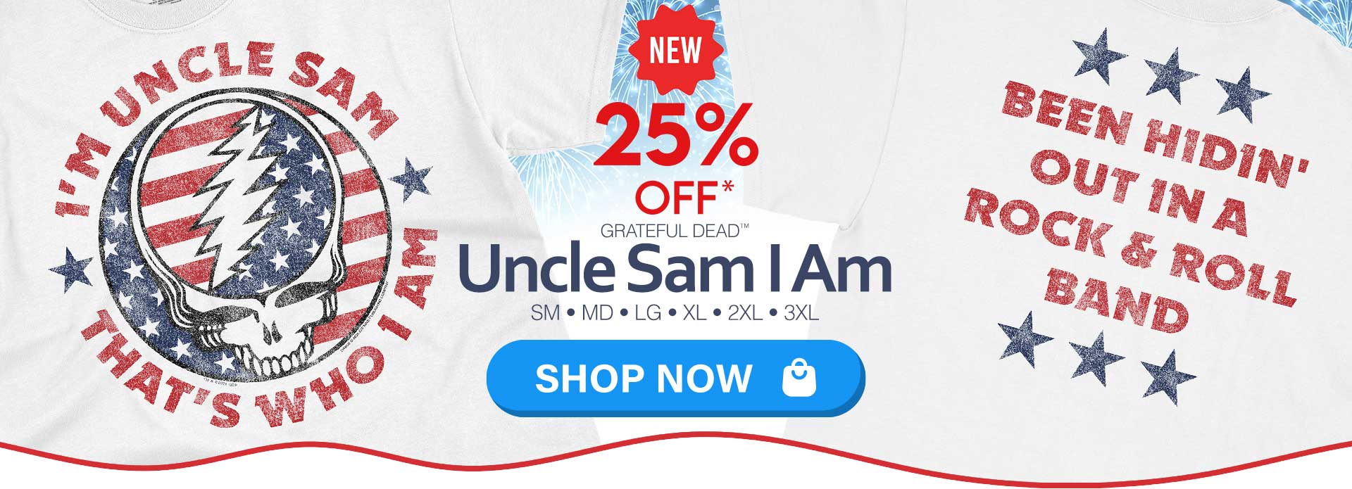 25% OFF ?? NEW Uncle Sam I Am Grateful Dead&trade; 2 sided printed white tee!