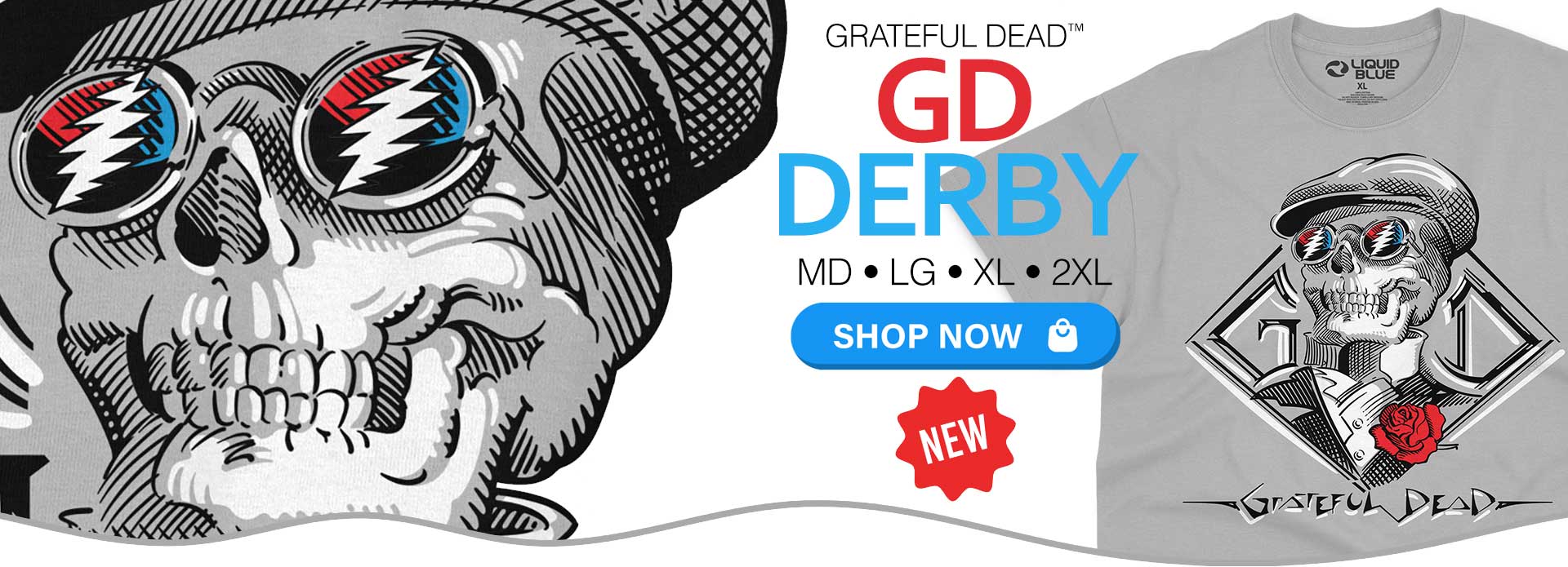 NEW Grateful Dead&trade; GD Derby Silver Tee 