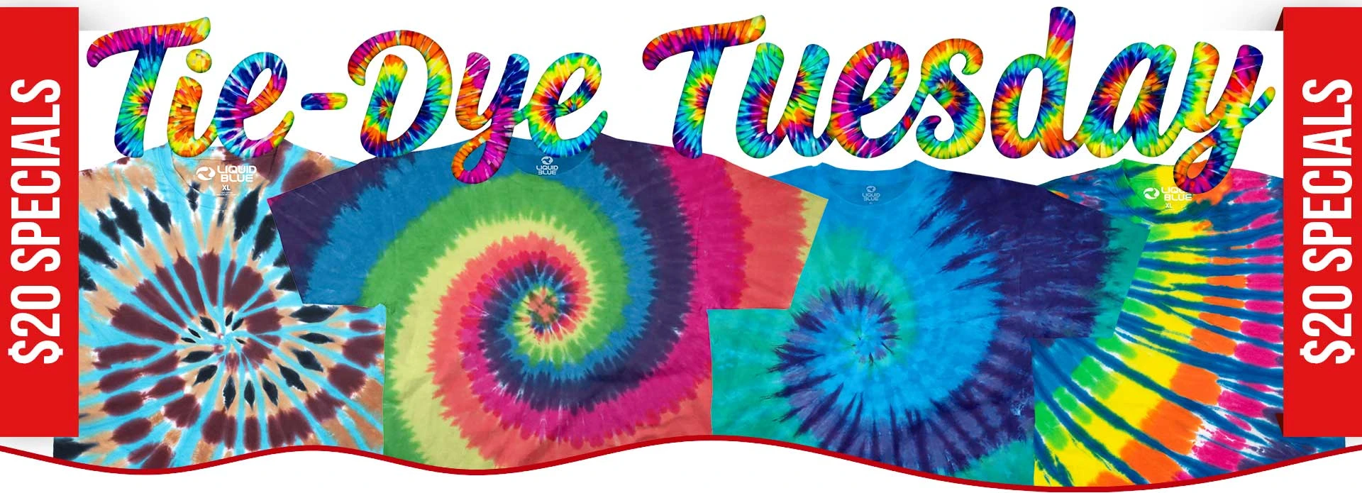 Spiral Southwest Turquoise, Streak Rainbow Blue, Streak Rainbow Blue &amp; Cool Spiral Unprinted Tie-Dyes 