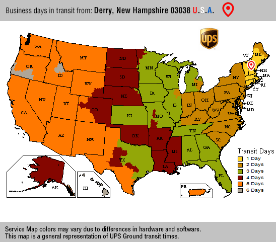 UPS® Ground Delivery Map