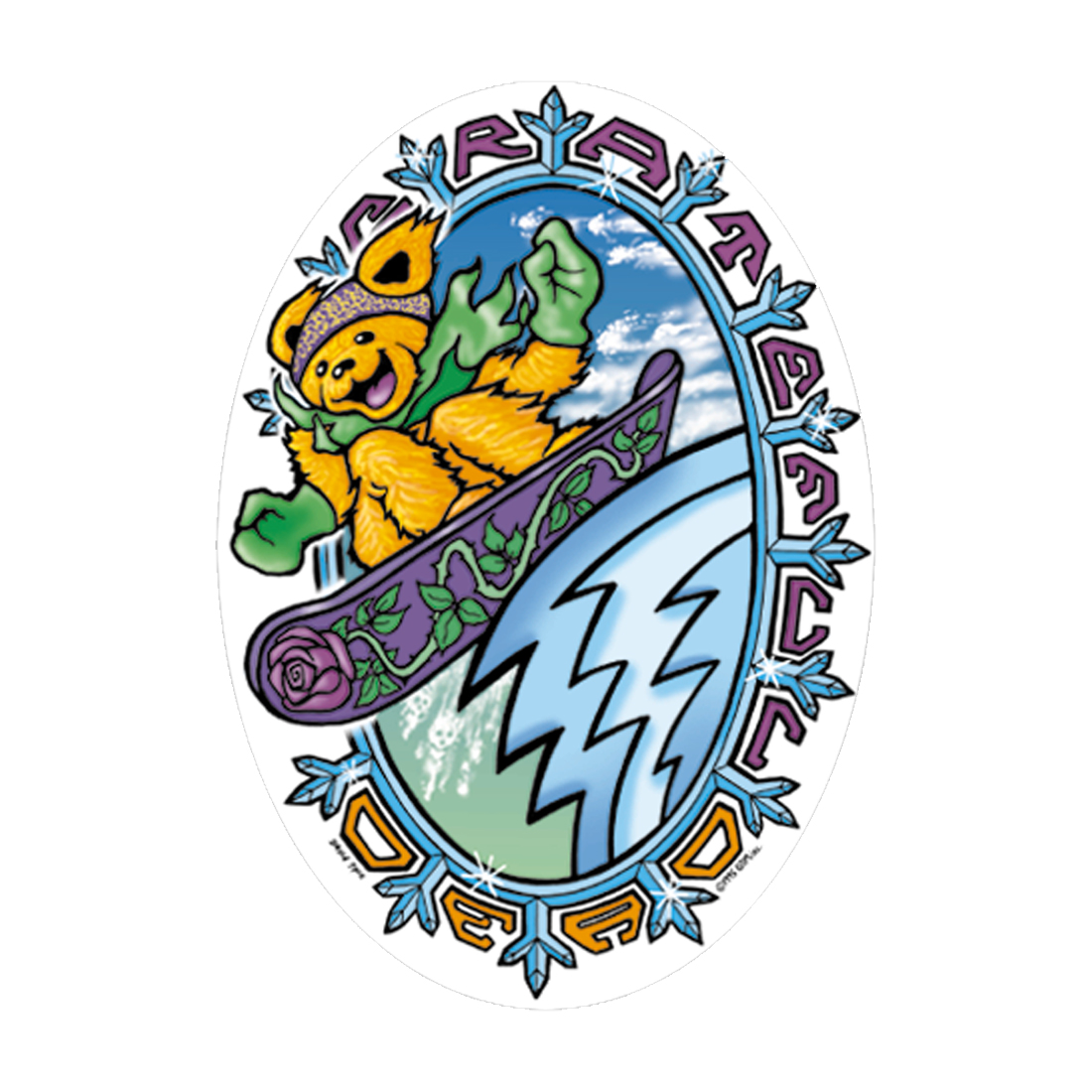 Grateful Dead Dancing Bears 3 in. Sticker Liquid Blue