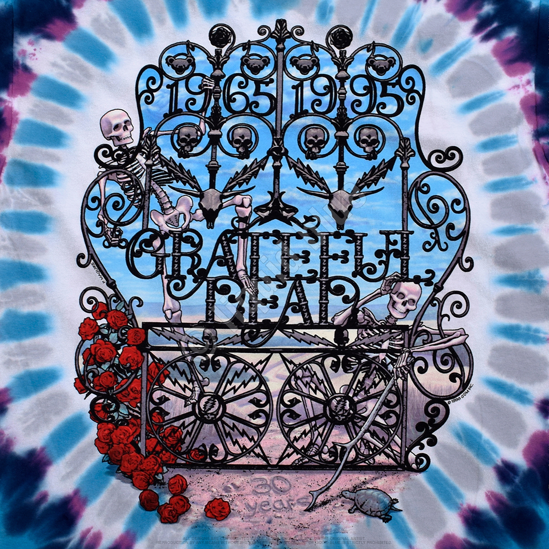 Grateful Dead 30th Anniversary Tie-Dye T-Shirt Tee Liquid Blue