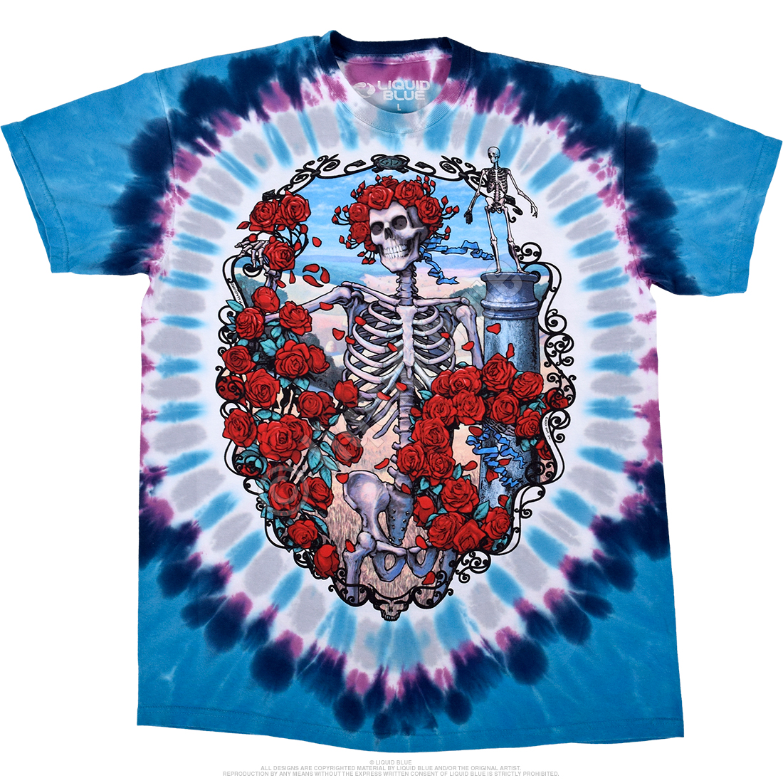 Vintage The Grateful Dead tie dye Liquid Blue T-Shirt Rock Skull & Roses  Small S