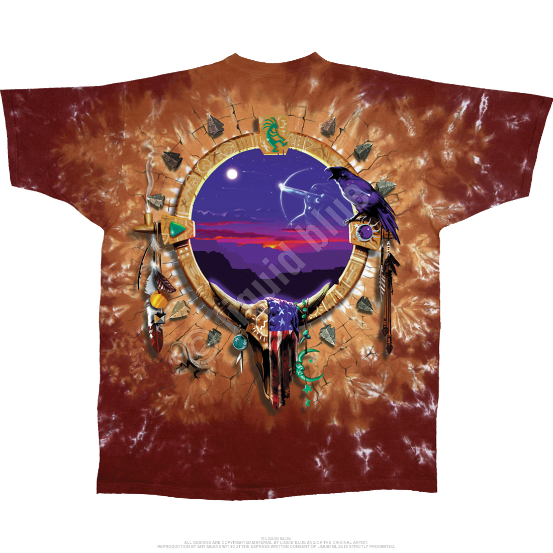 American West Canyon Sunset Tie-Dye T-Shirt Tee Liquid Blue