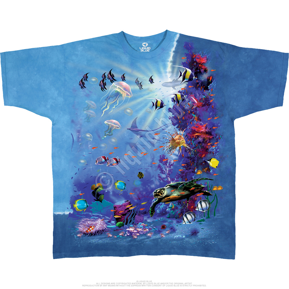 Liquid Blue Sea Turtles Tie-Dye T-Shirt - 3XL