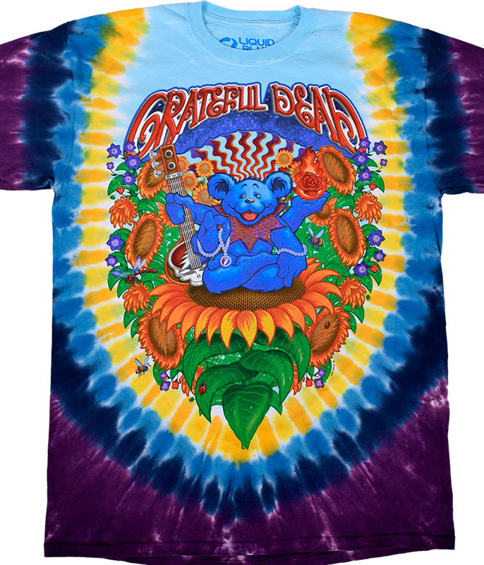 Grateful Dead Bi-Plane Bears Tie-Dye T-Shirt Tee Liquid Blue