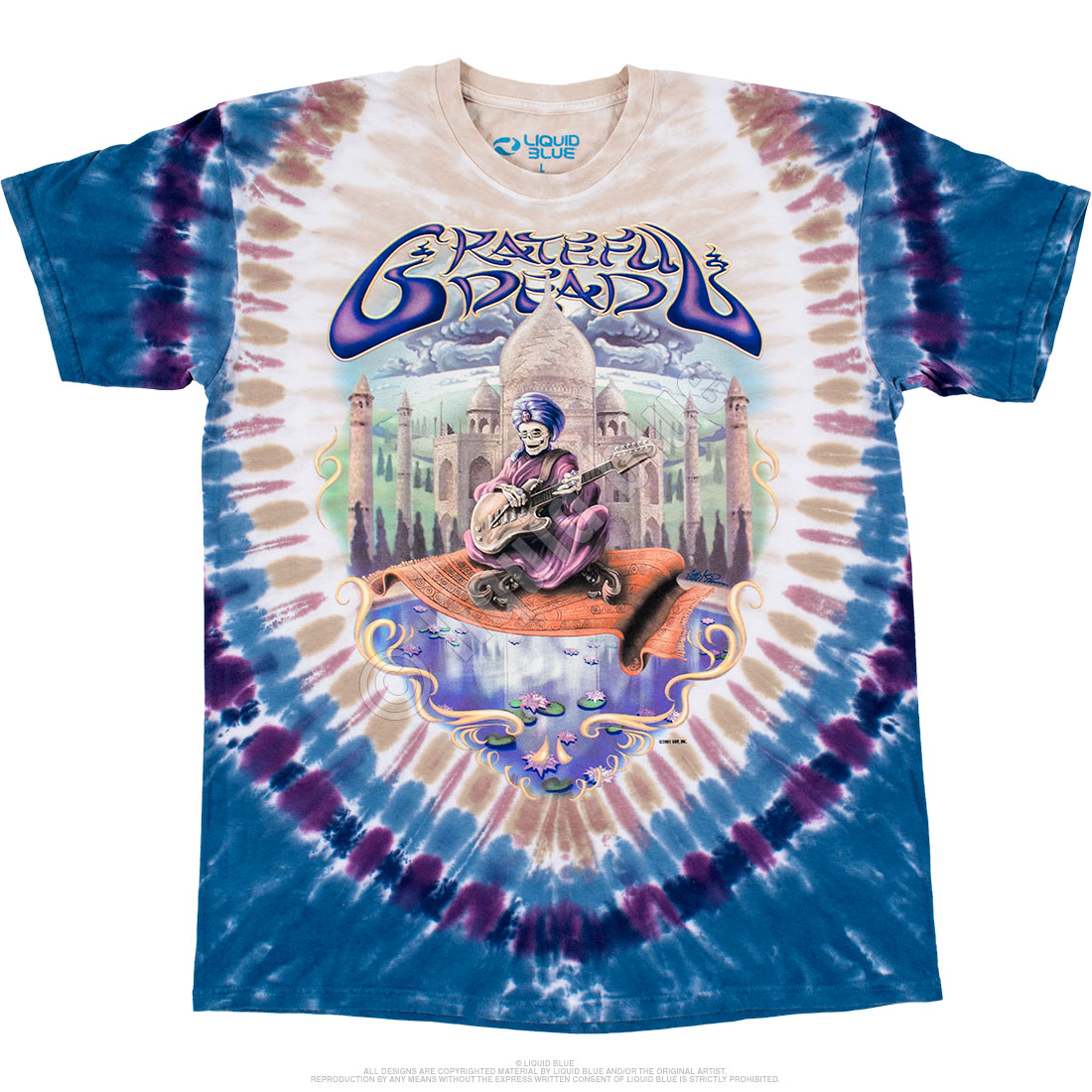 Grateful Dead Carpet Ride Tie-Dye T-Shirt Tee Liquid Blue