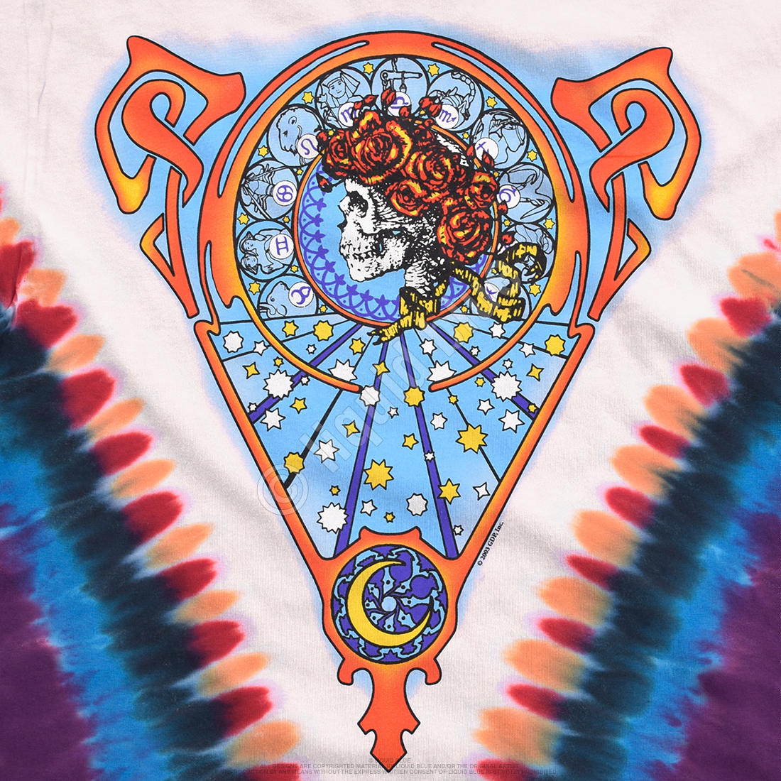 Grateful Dead Bertha V-Dye Tie-Dye T-Shirt Tee Liquid Blue