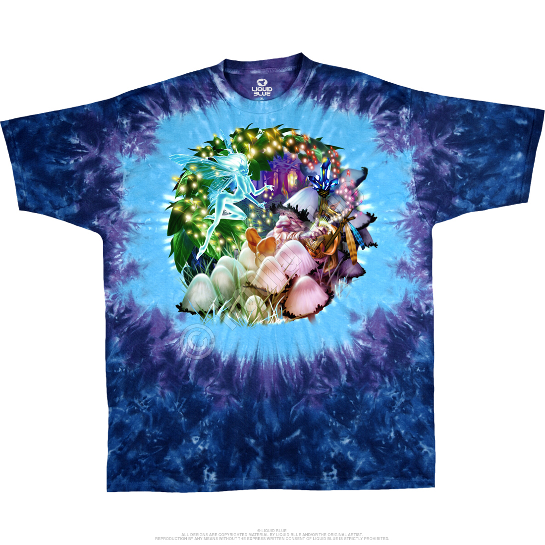 Light Fantasy Crystal Top Tie-Dye T-Shirt Tee Liquid Blue