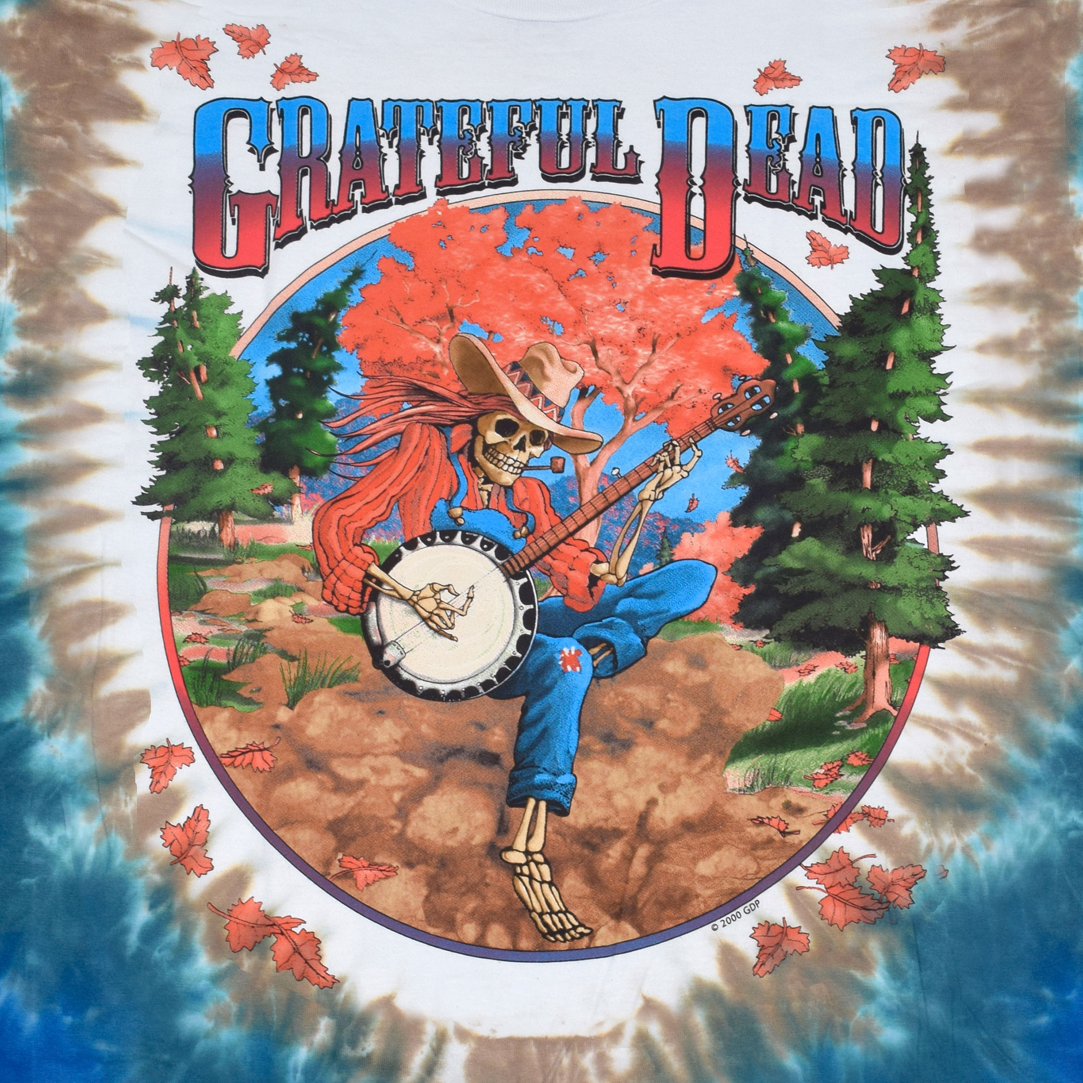 Grateful Dead Banjo Tie-Dye Long Sleeve T-Shirt Tee Liquid Blue