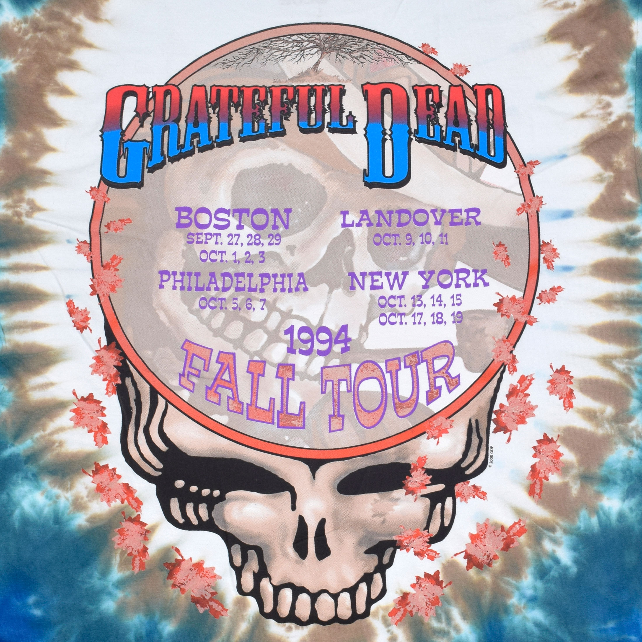 Grateful Dead Banjo Tie-Dye Long Sleeve T-Shirt Tee Liquid Blue