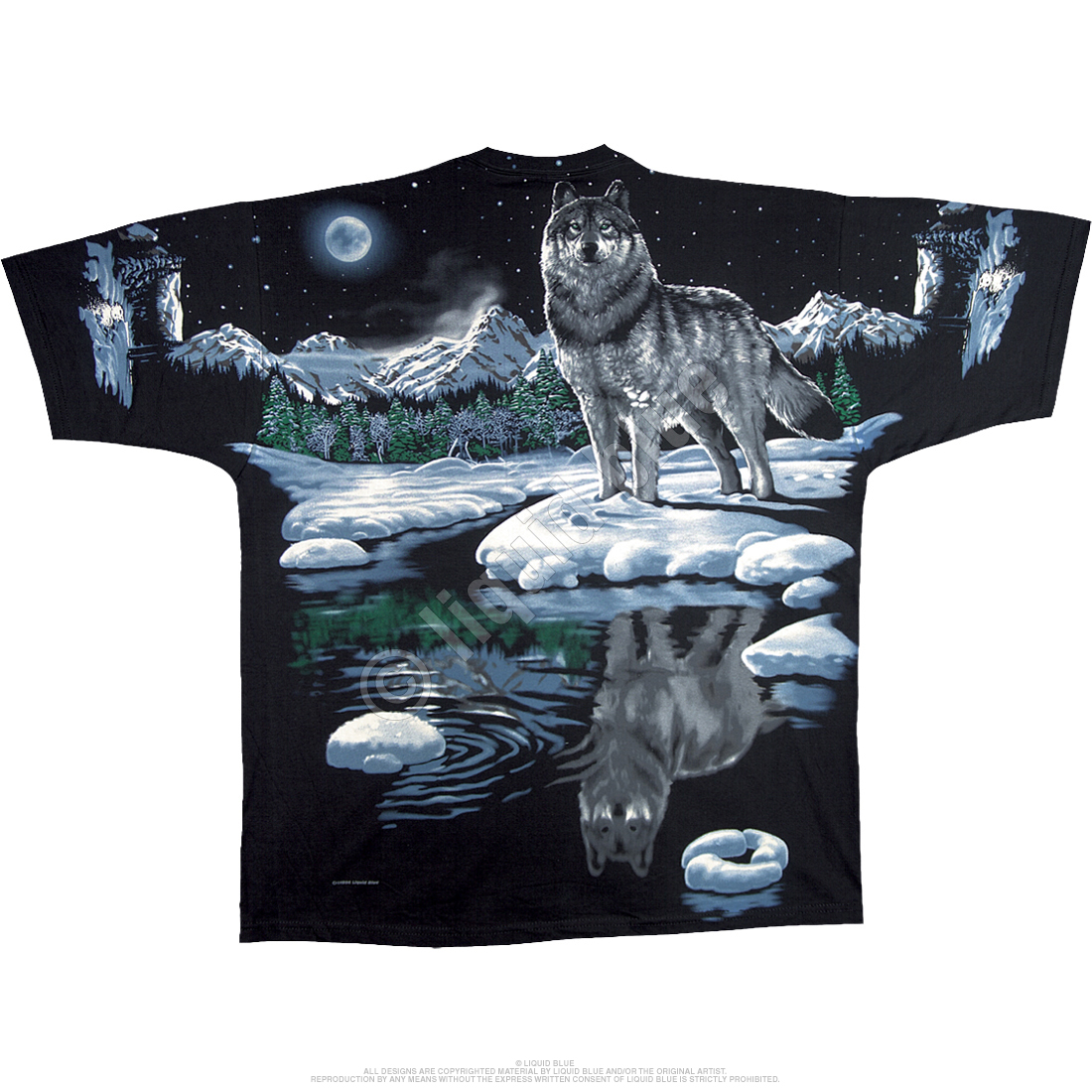 Exotic Wildlife Tribal Tiger Black T-Shirt Tee Liquid Blue