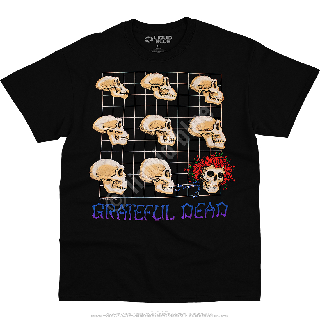 Grateful Dead Evolution Black T-Shirt Tee Liquid Blue