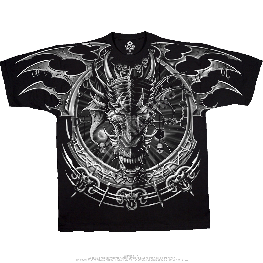 Liquid Blue Dragon Black T-Shirt