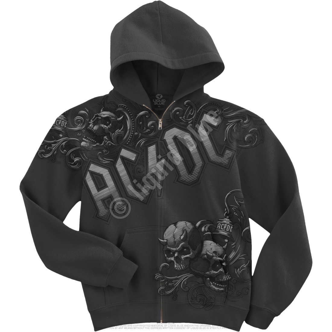 AC/DC Night Prowler Zipper Hoodie Grey 