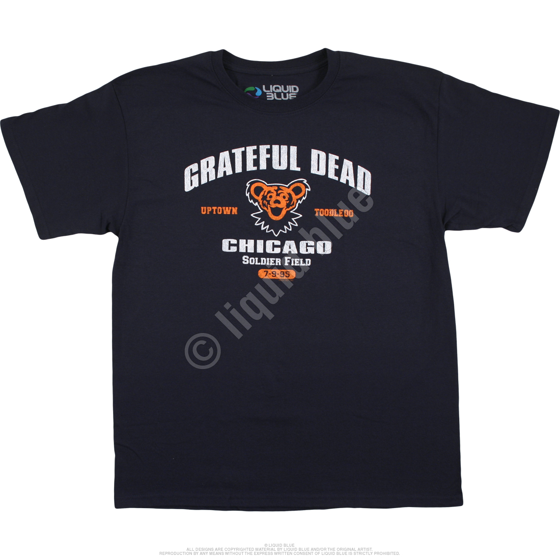 Grateful Dead Liquid Blue Reprint Soldier Field 7/9/95 T-Shirt, Navy B