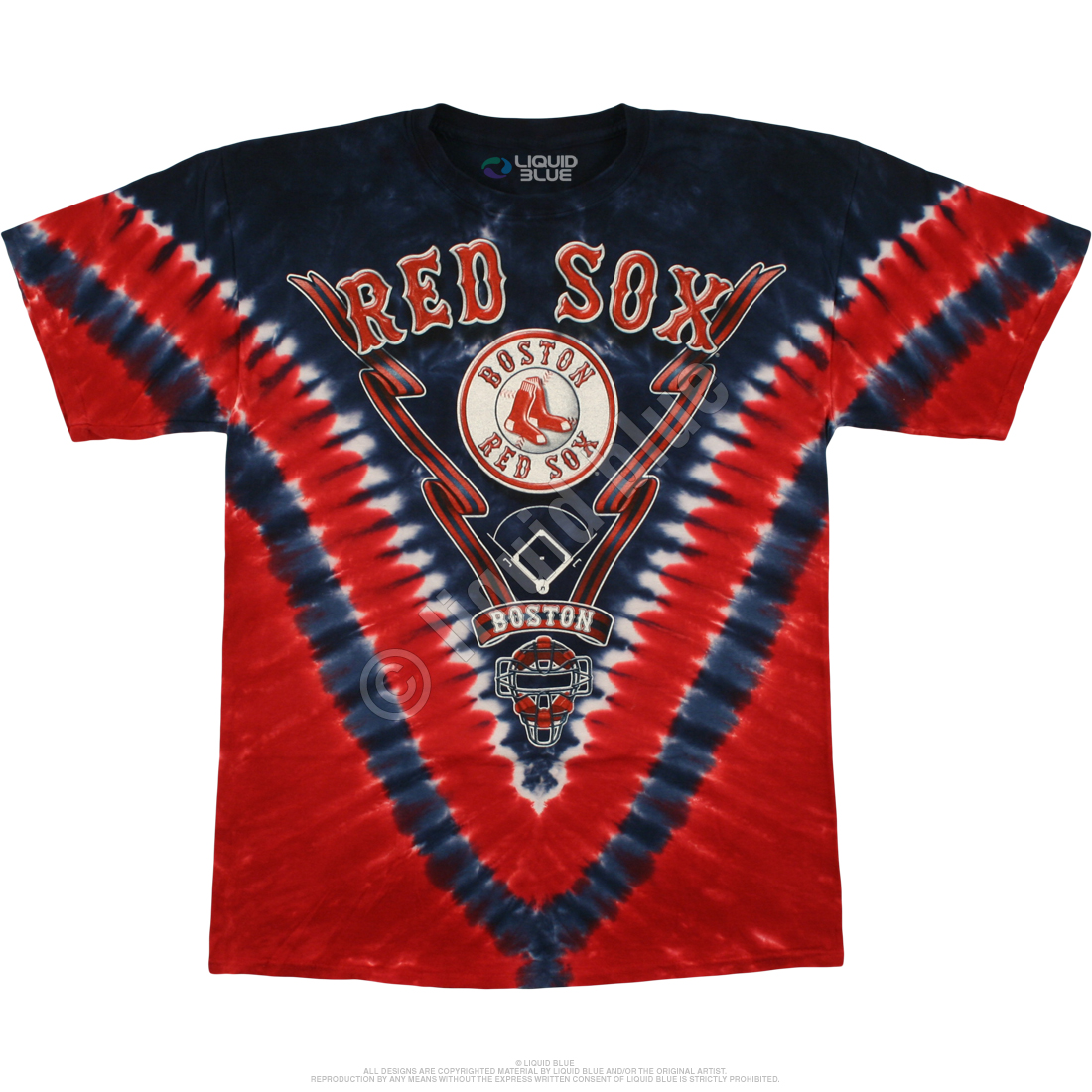 Liquid Blue Boston Red Sox Burst Baseball T-Shirt Size: XX-Large Blue