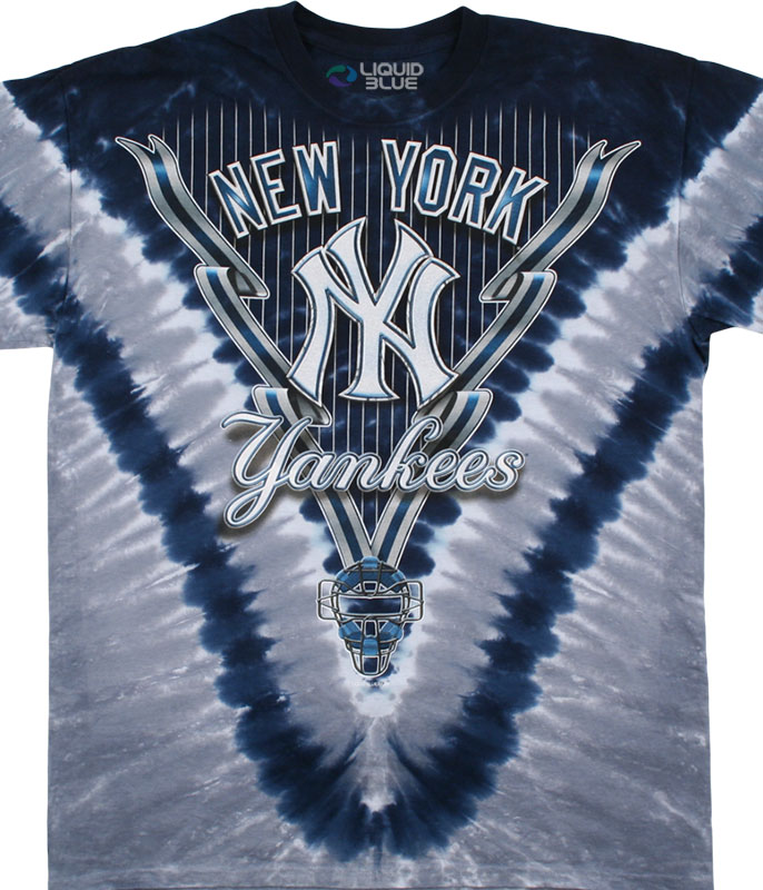 New York Yankees Liquid Blue MLB Front & Back Tie Dye T-shirt Men's Size L  Large