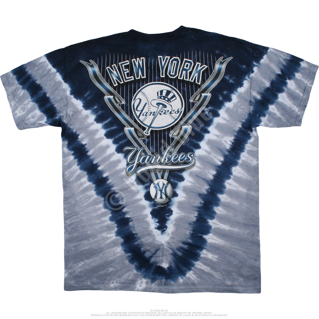 New York Yankees Liquid Blue MLB Front & Back Tie Dye T-shirt Men's Size L  Large