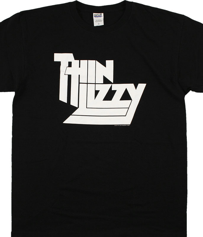 Thin Lizzy Logo Black T-Shirt Tee Liquid Blue