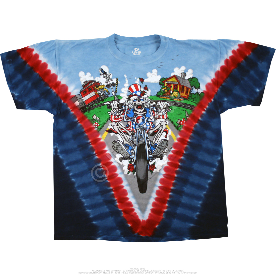  Liquid Blue Men's Grateful Dead-Moto Sam T-Shirt, Tie