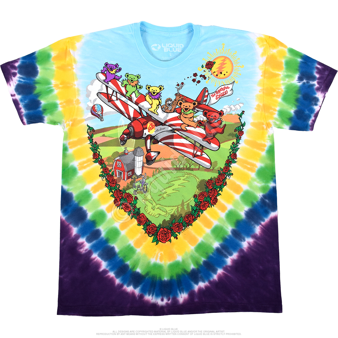 Liquid Blue Grateful Dead Amusement Park Tie-Dye T-Shirt XLarge