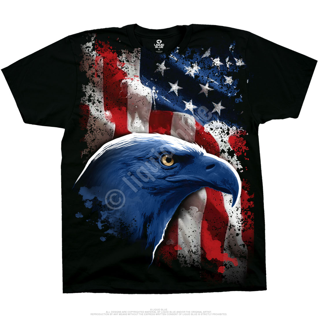 Americana American Icon Black T-Shirt Tee Liquid Blue